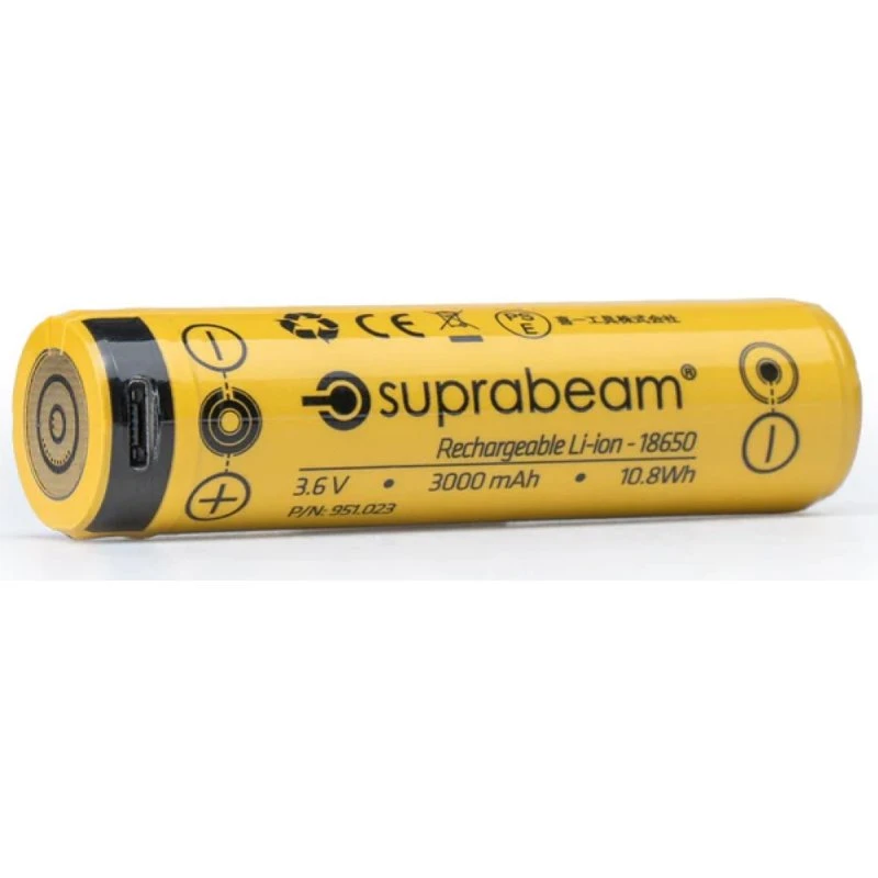 Suprabeam 18650 Li-Ion 3000 mAh 3,6V USB (til Q3r)