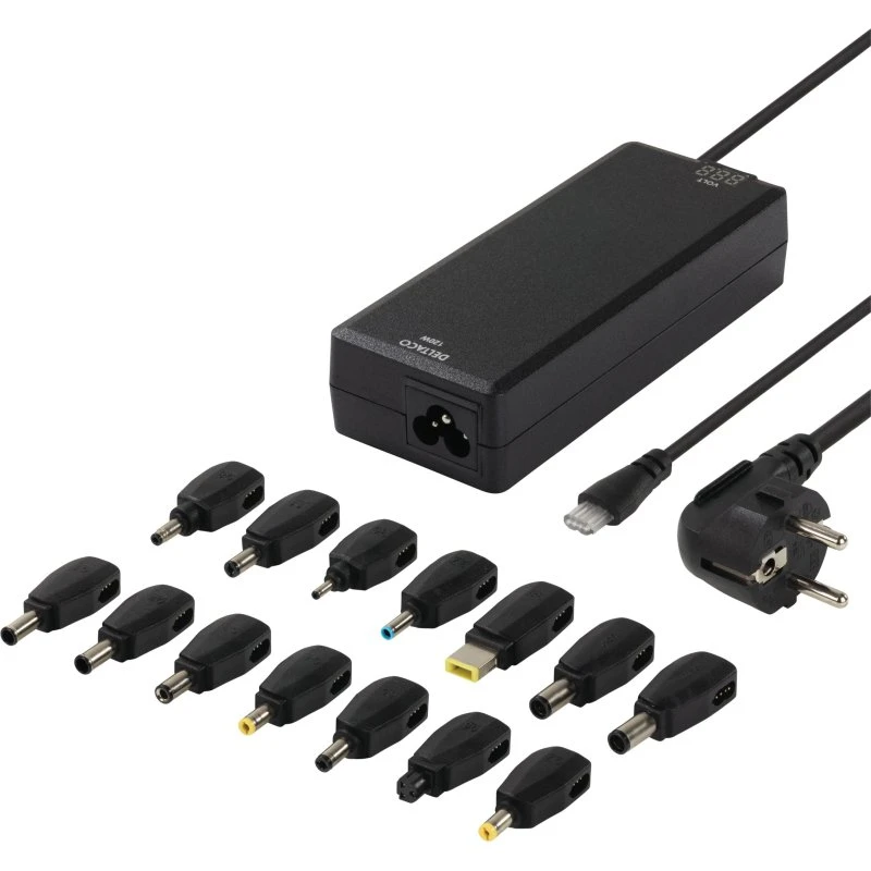 Deltaco Universal Laptopoplader 120W med 14 adapters