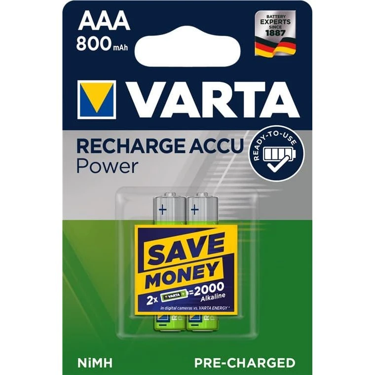 VARTA Recharge Accu Power AAA (HR03) 800 mAh - 2 stk