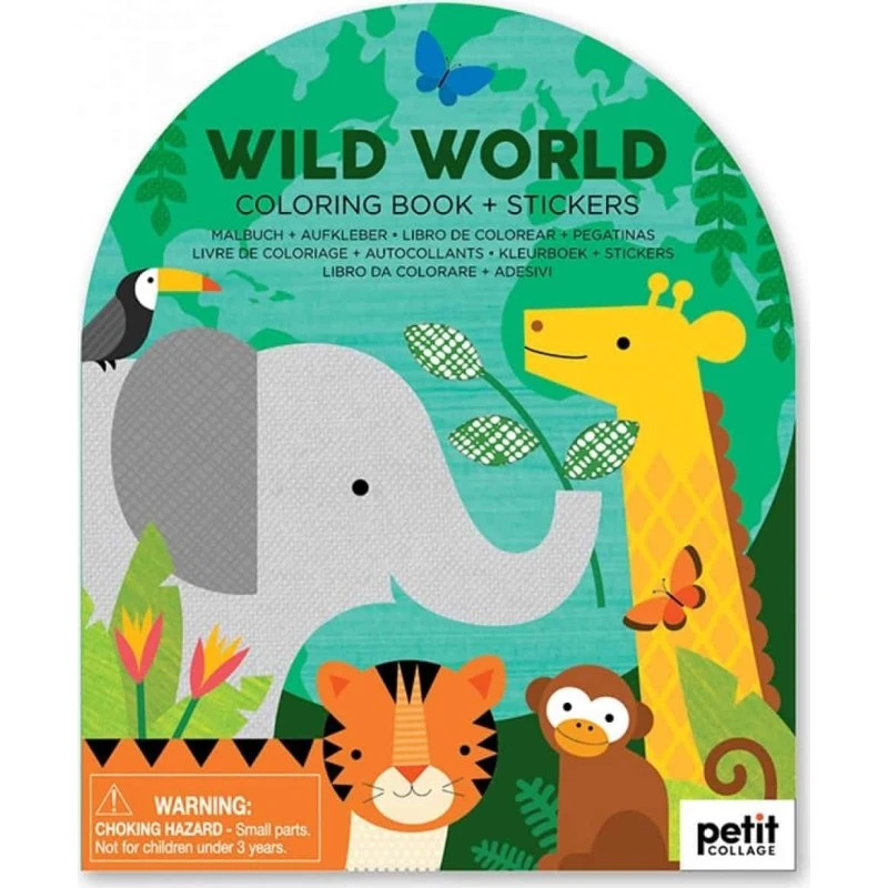 Petit Collage Farvelægning & Klistermærkebog – Dyr