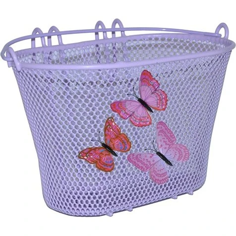 Basil Jasmin børnecykelkurv 12–20" lilla med sommerfugle