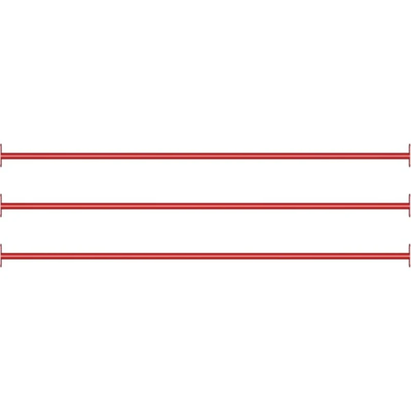 Kolbøttestang 3 stk. 125 cm rød - pulverlakeret stål