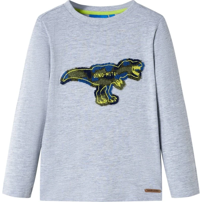 Langærmet T-shirt børn str. 128 – gråmeleret
