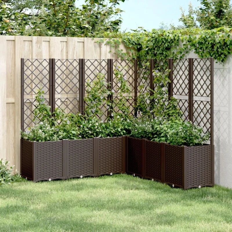 Plantekasse med espalier 160x160x140 cm – brun PP
