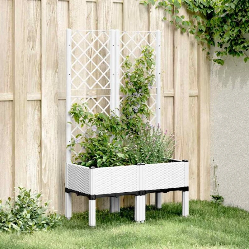 Plantekasse med espalier 80x40x142 cm – hvid PP