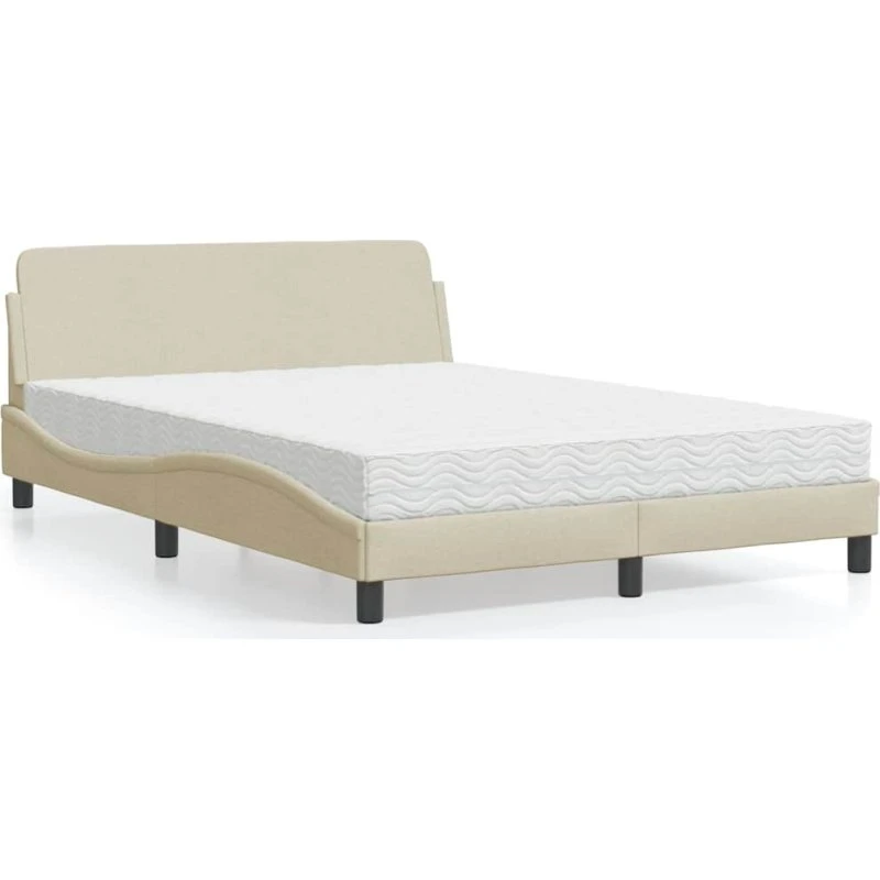 Dover seng med madras 140x200 cm - creme stof