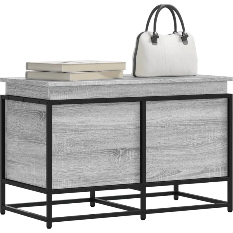 Opbevaringsboks med låg 80x40x51,5 cm – Grå Sonoma