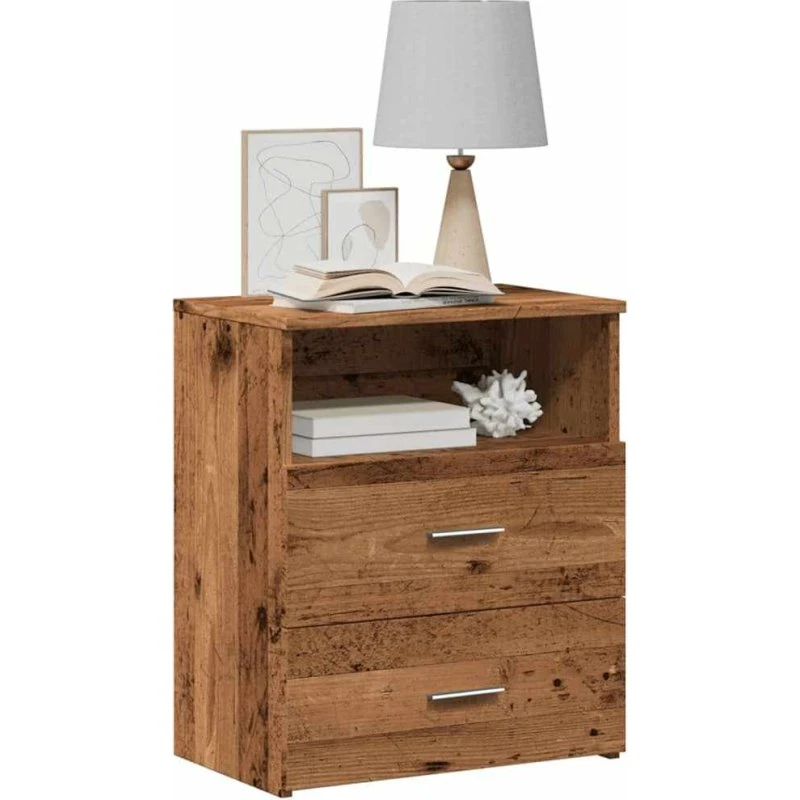 Sengeborde 2 stk. 50x32x60 cm - konstrueret træ, gammelt trælook