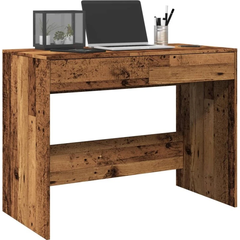 Skrivebord 101x50x76,5 cm – konstrueret træ, antikt look