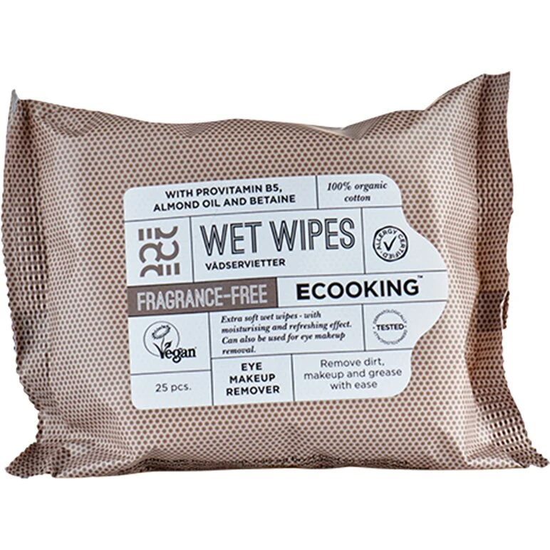 Ecooking Wet Wipes Fragrance Free 25 stk (økologisk bomuld)