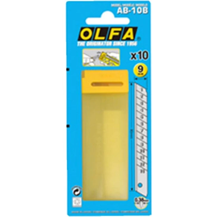 Olfa AB-10B bræk-af knivblade 9 mm, 10 stk.