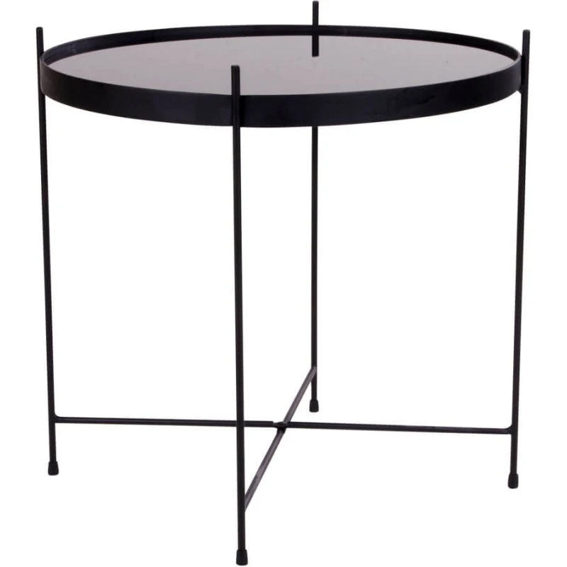 Venezia hjørnebord Ø48 cm - glas & sort stål