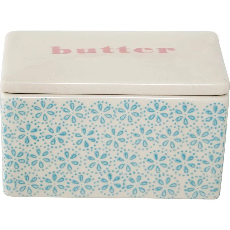 Bloomingville Patrizia Smørboks, blå stentøj 12,5x9x7 cm