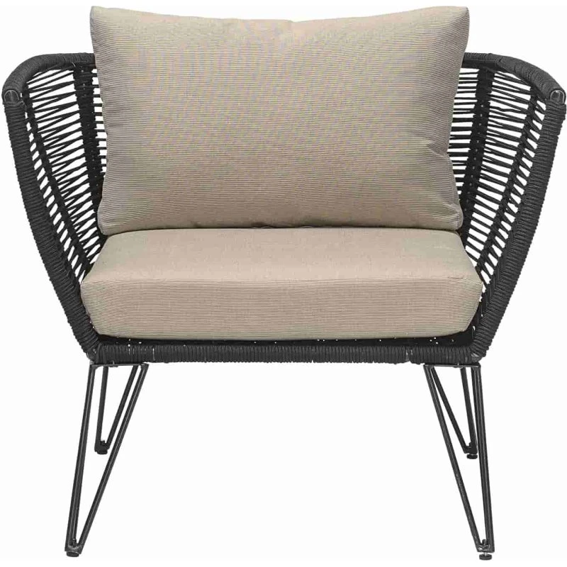 Bloomingville Mundo loungestol - sort metal / natur polyester
