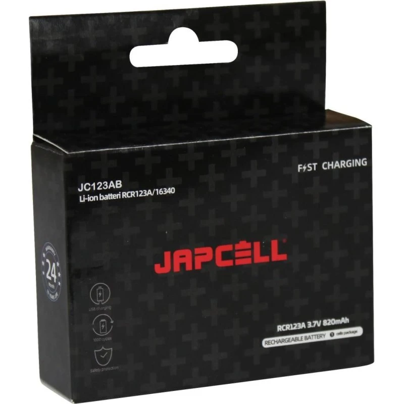 JAPCELL JC123R CR123 Genopladeligt 3,7V 820mAh (USB-C)