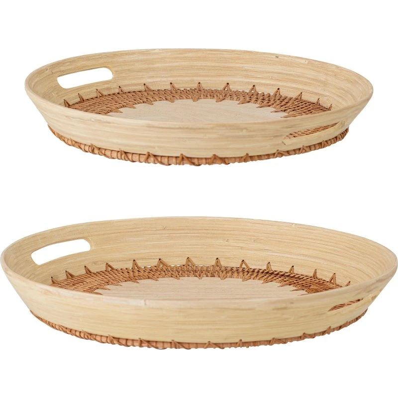 Bloomingville Lany serveringsbakke sæt, bambus/rattan (2 stk)