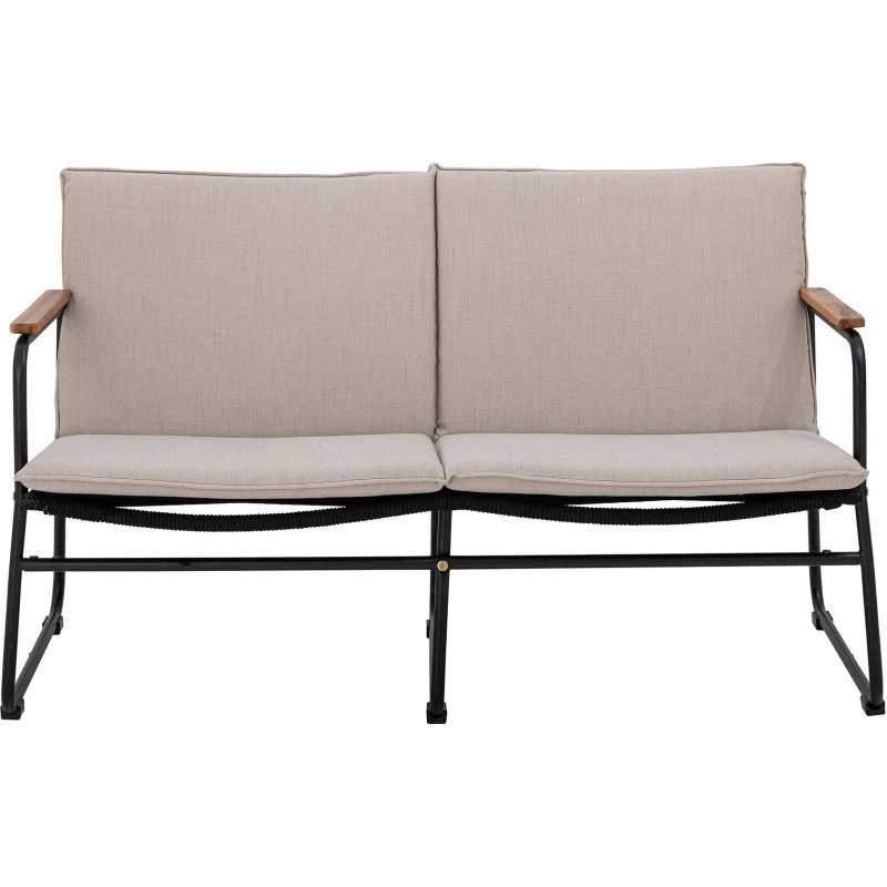 Bloomingville Hampton 2-person havesofa i akacietræ & sort snor