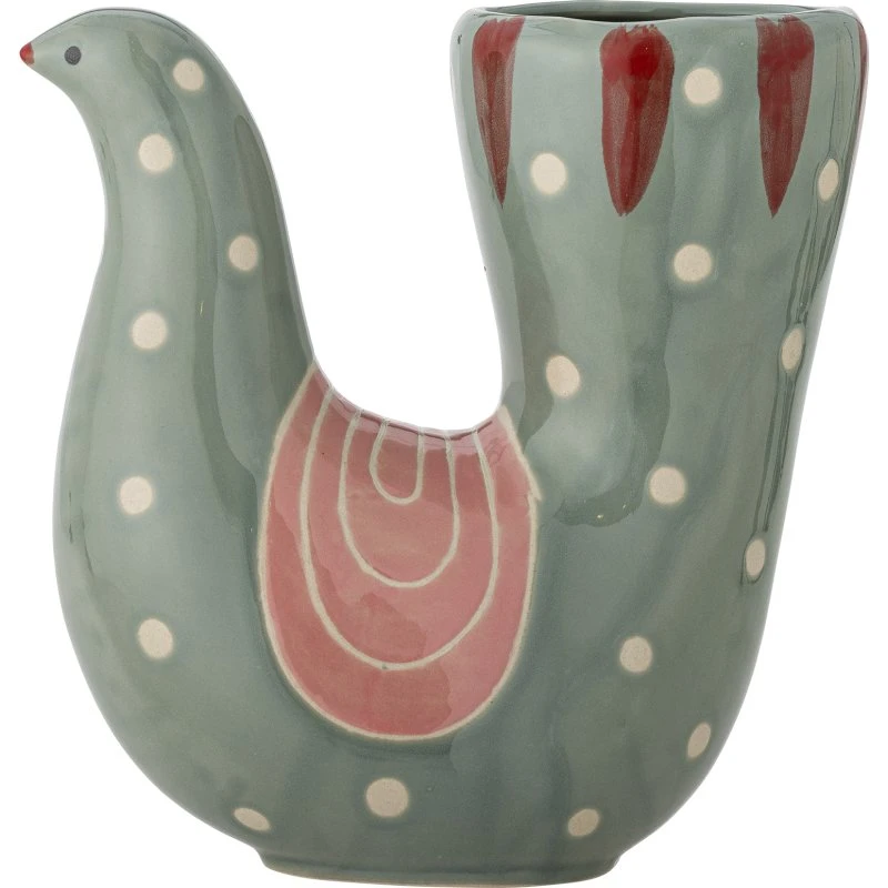 Bloomingville Trudy fuglevase - grøn stentøj