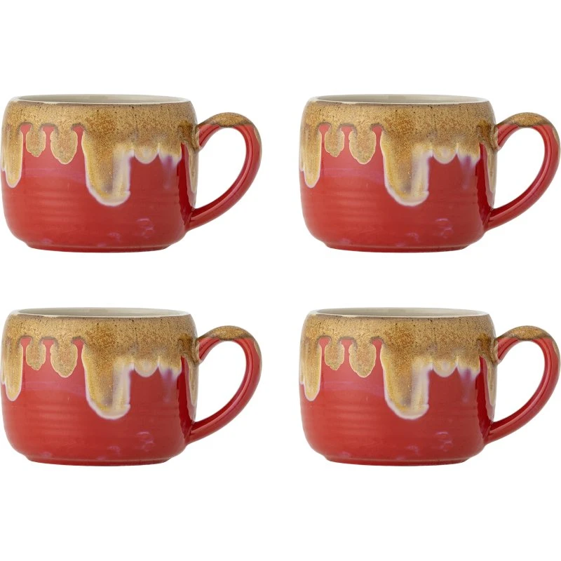 Bloomingville Sheen krus sæt - rød stentøj (4 stk)