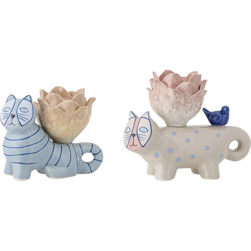 Bloomingville Missy lysestage sæt - blå stentøj (2 stk)