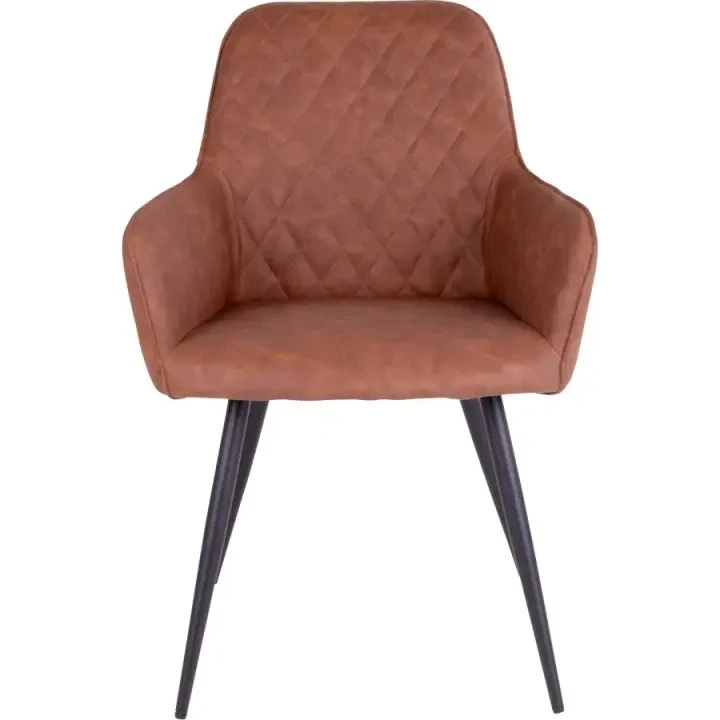 Harbo spisebordsstol i vintage brun PU med sorte ben