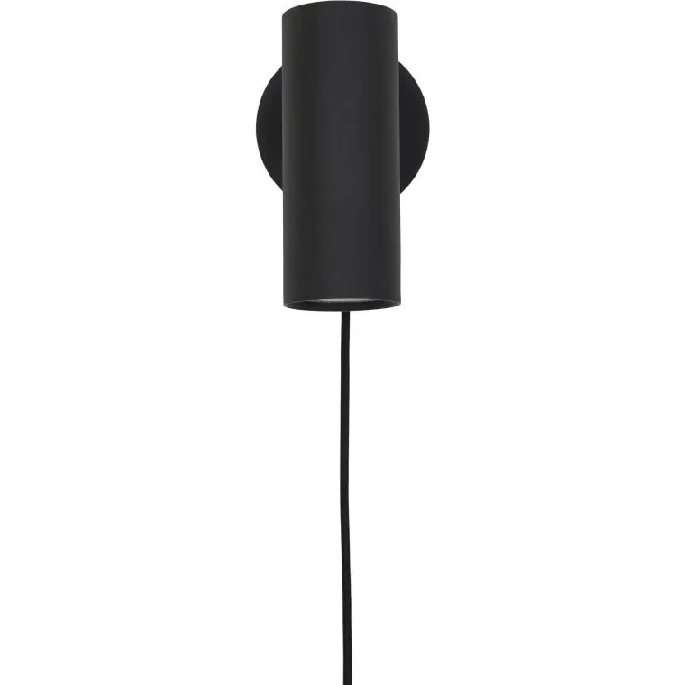 Paris væglampe i sort stål med stofledning (GU10)