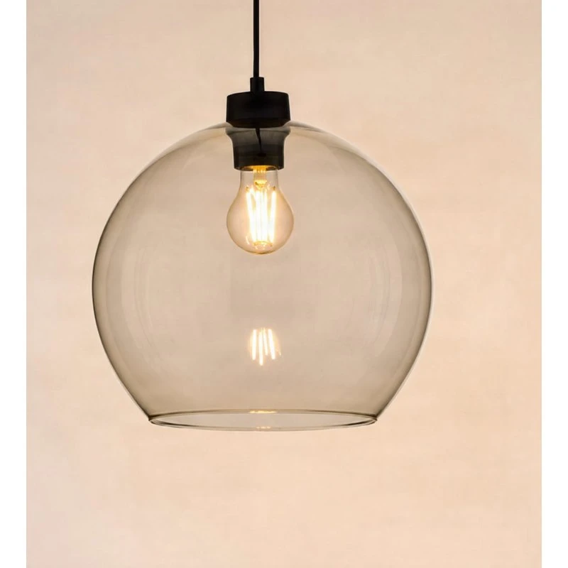 Cubus pendellampe Ø30 ravfarvet glas, sort metal