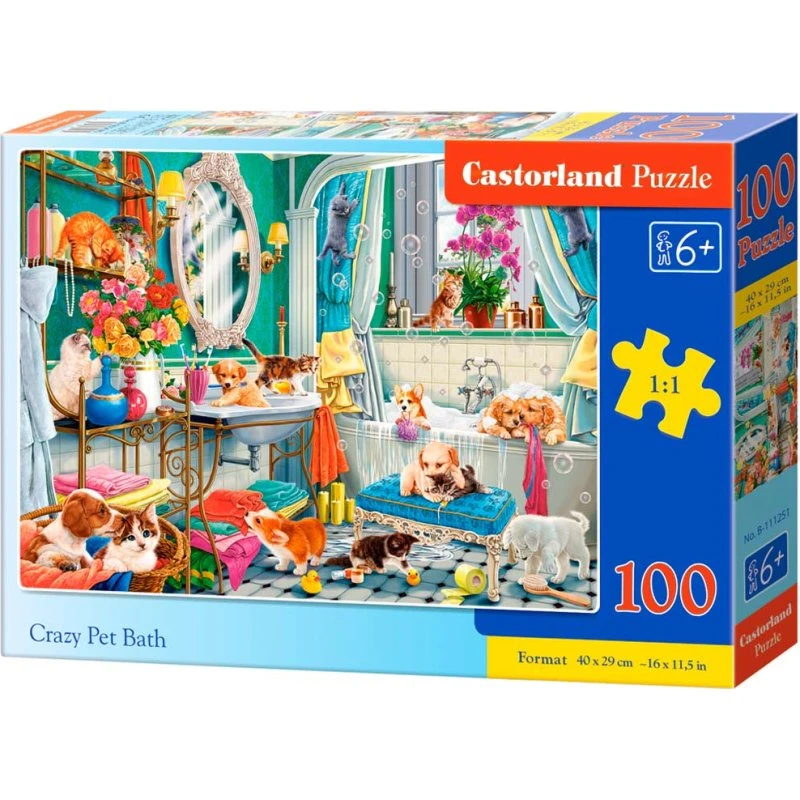 Castorland 100 brikker – Skøre dyr i bad (6+)