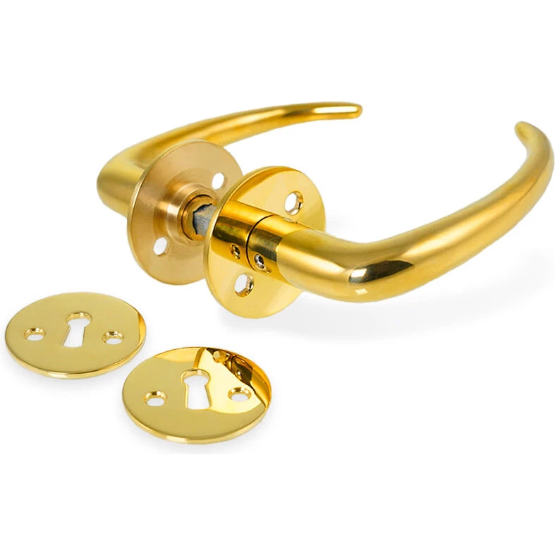 Coupé dørhåndtag i blank messing uden lak c/c 30 mm