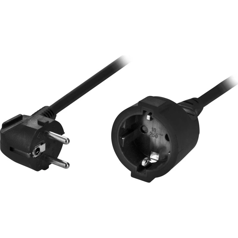 Deltaco 10m forlængerledning CEE 7/7→CEE 7/4 vinklet stik