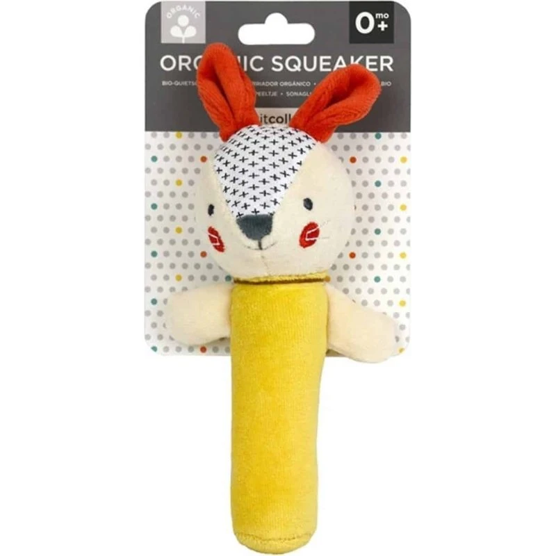 Petit Collage Baby Squeaker Bunny - blødt kaninlegetøj