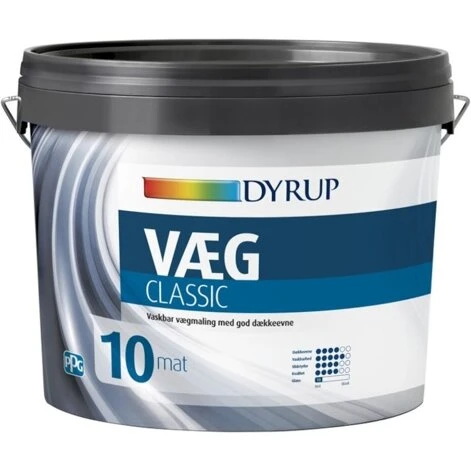 Dyrup Væg Classic hvid 4,5 L, glans 10