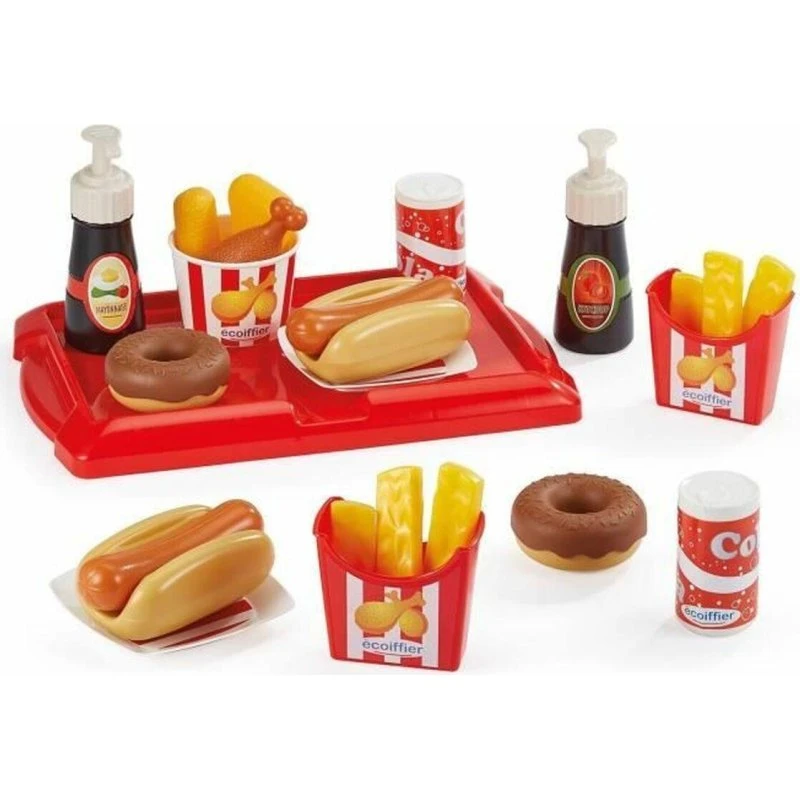 Ecoiffier Hotdog & Måltidssæt 25 dele - Legemad til børn
