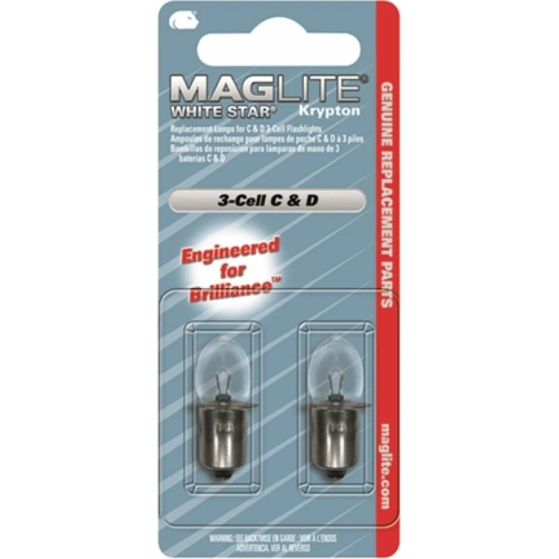 Maglite White Star Krypton Pære 3-cell C&D, 2 stk