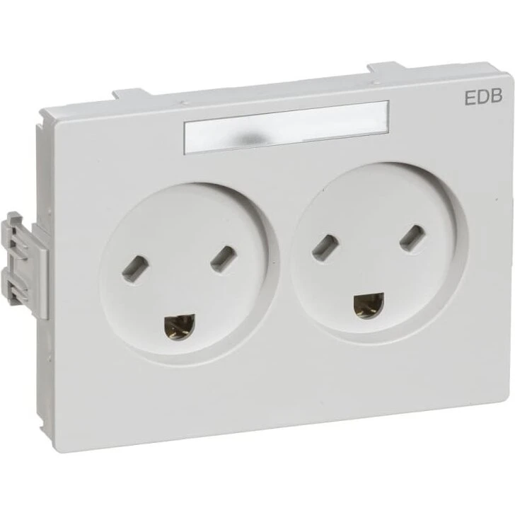 LK Clicline dobbelt EDB-stikdåse hvid (vandret)