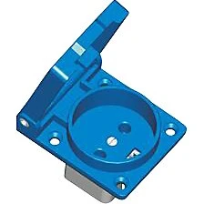 DK Stikdåse 230V 16A IP54 blå - flangestik 50x50 mm