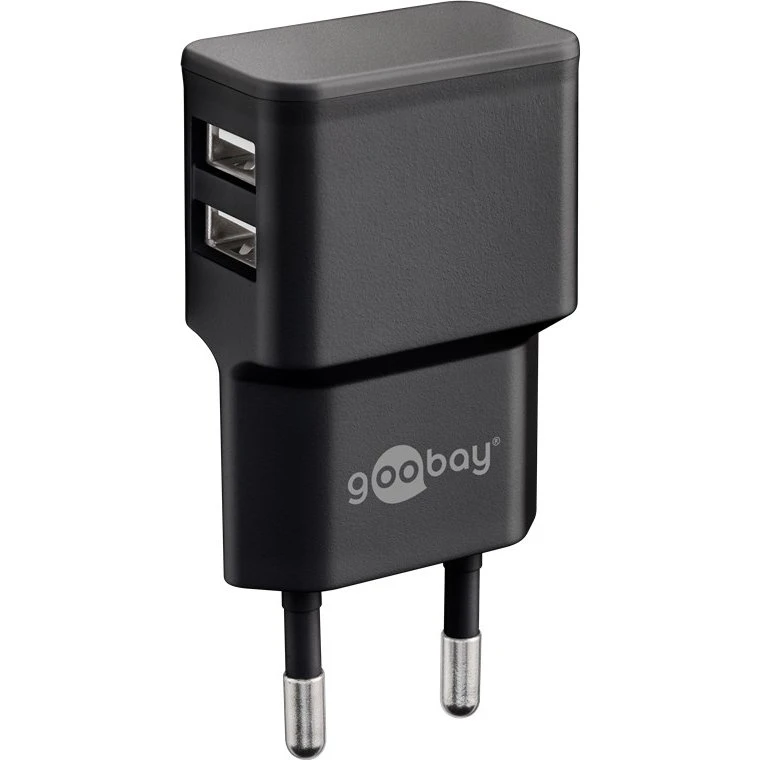 Goobay USB-vægoplader 12W (2x USB-A) – sort