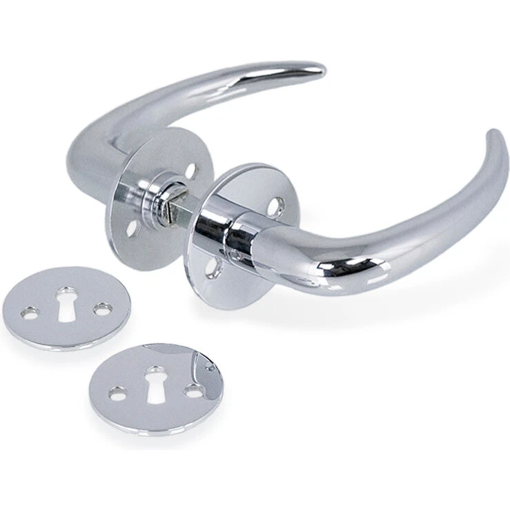 Coupé dørhåndtag forkromet inkl. roset & nøgleskilt c/c 30 mm