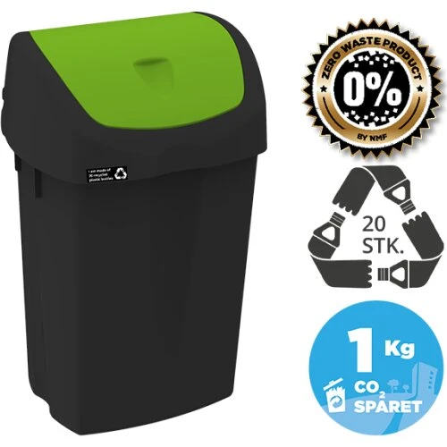 NRW Affaldsspand m. vippelåg 15 L – grønt låg (HACCP)