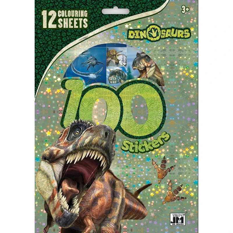 Dinosaur aktivitets-sæt med 12 ark & 100+ klistermærker