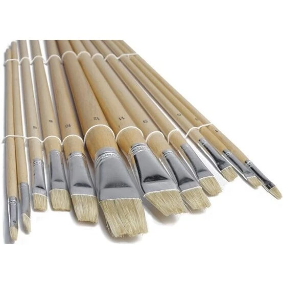 Artino kunstnerpenselsæt 12 stk flade med naturskaft