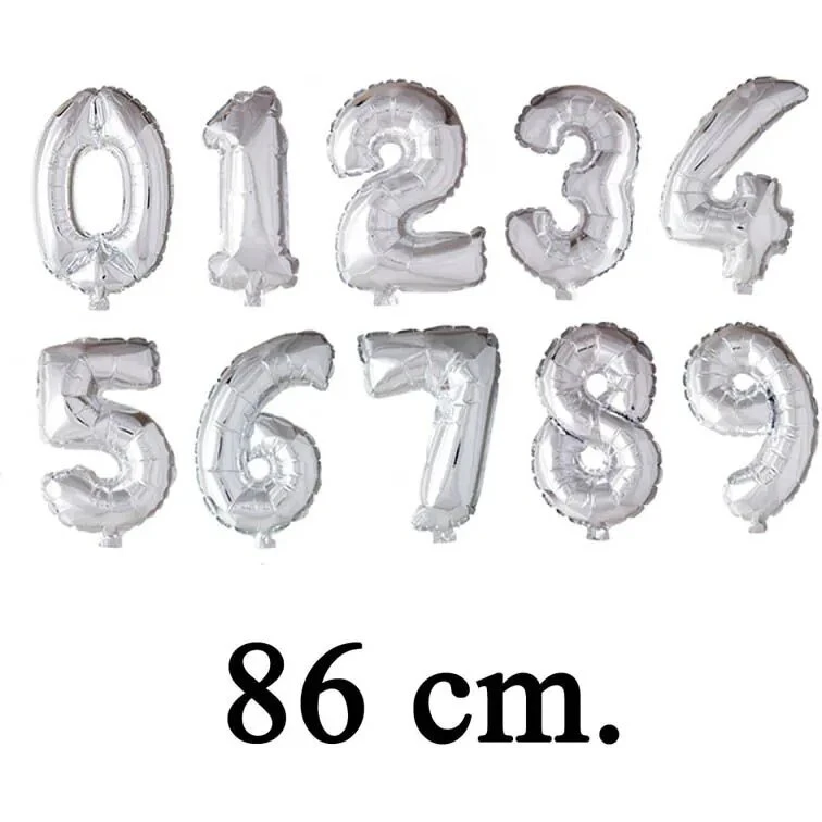 Folieballon Sølv tal 1, 86 cm