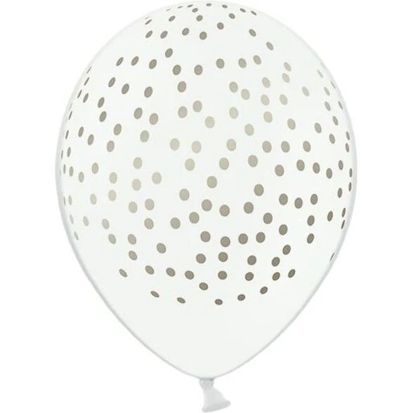 Balloner 30 cm pastelhvid med guldprikker, 6 stk