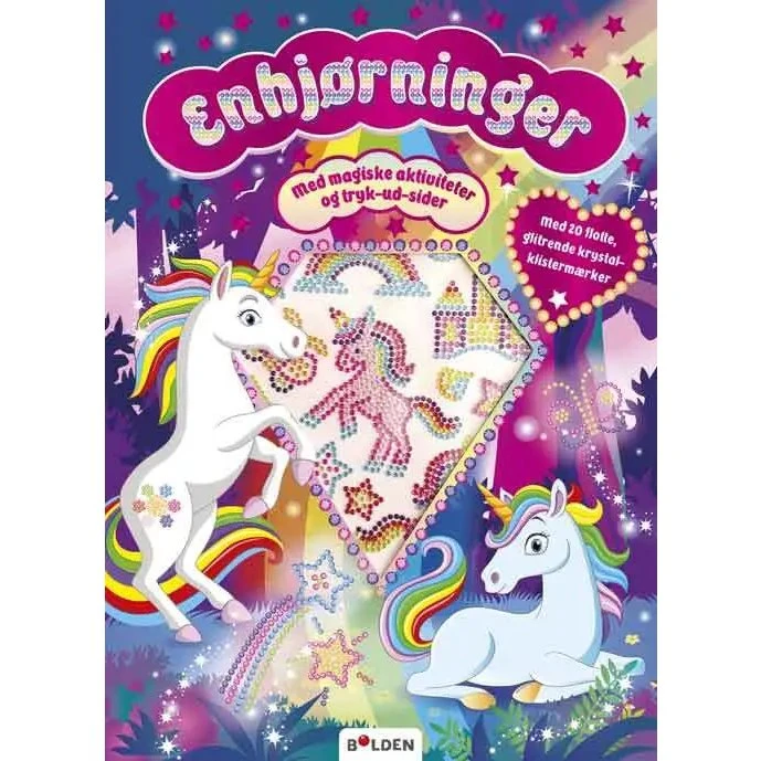 Enhjørninger med krystal-klistermærker – aktivitetsbog