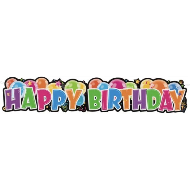 Happy Birthday gigant banner 26x132 cm multifarvet