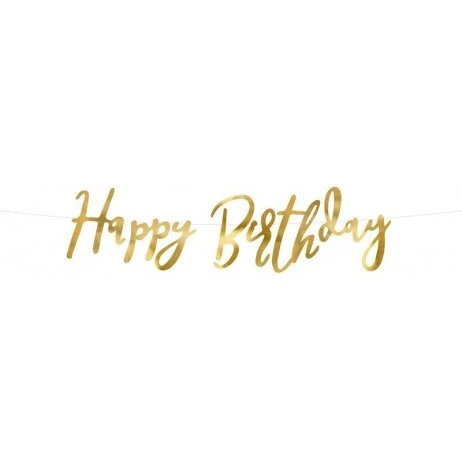 Happy Birthday Banner Guld 62 cm (1 stk.)