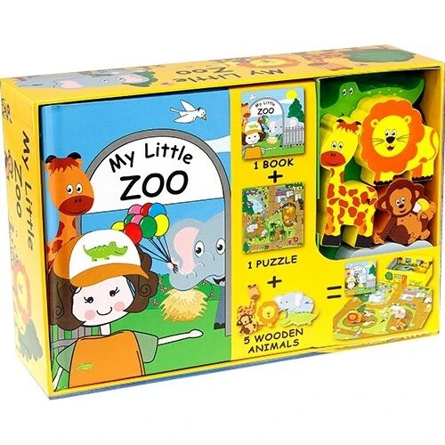Min Lille Zoo - Aktivitetsæske med bog, puslespil & træfigurer