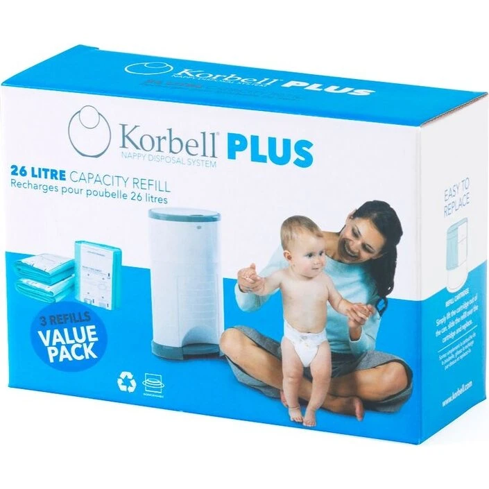 Korbell PLUS Refill 3-pak – 26 L biologisk nedbrydelige poser