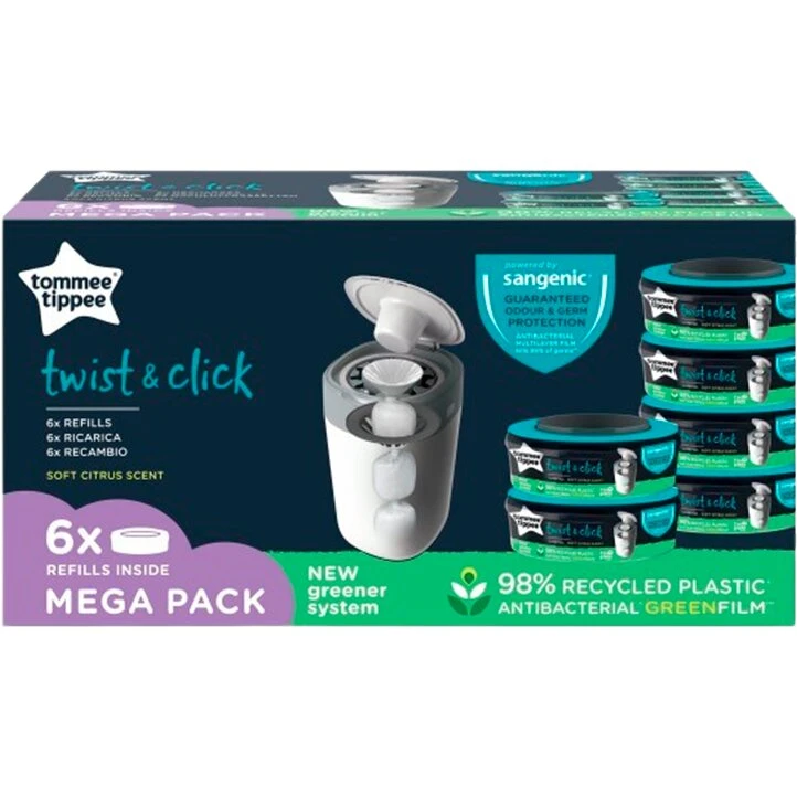 Tommee Tippee Sangenic Twist & Click bleposer - 6 stk.