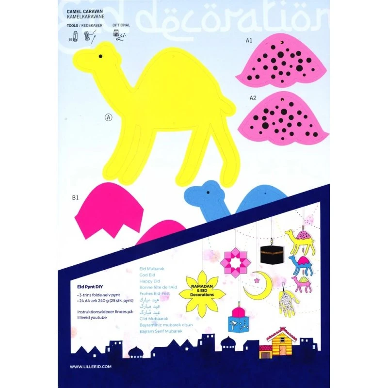 Eid Pynt DIY – fold-selv sæt med 25 papirsdekorationer